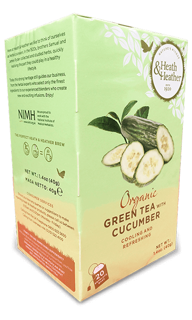 Health and Heather, Organic Green Tea with Cucumbe