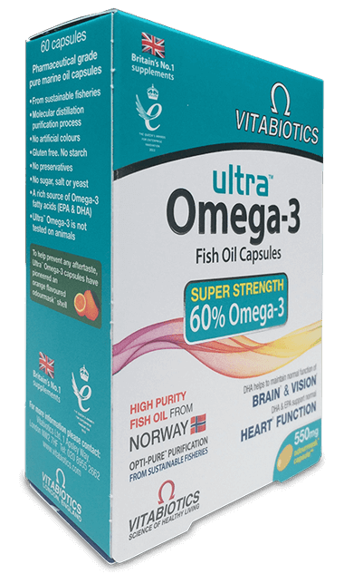ultra Omega-3 fish oil capsules